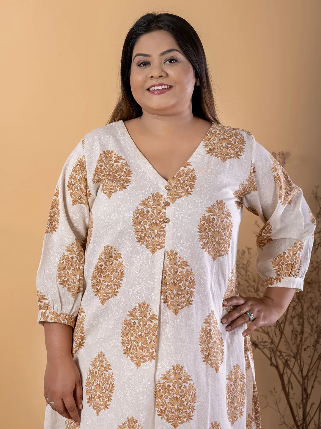 Linen blend kurta & trousers_ES26/ES27