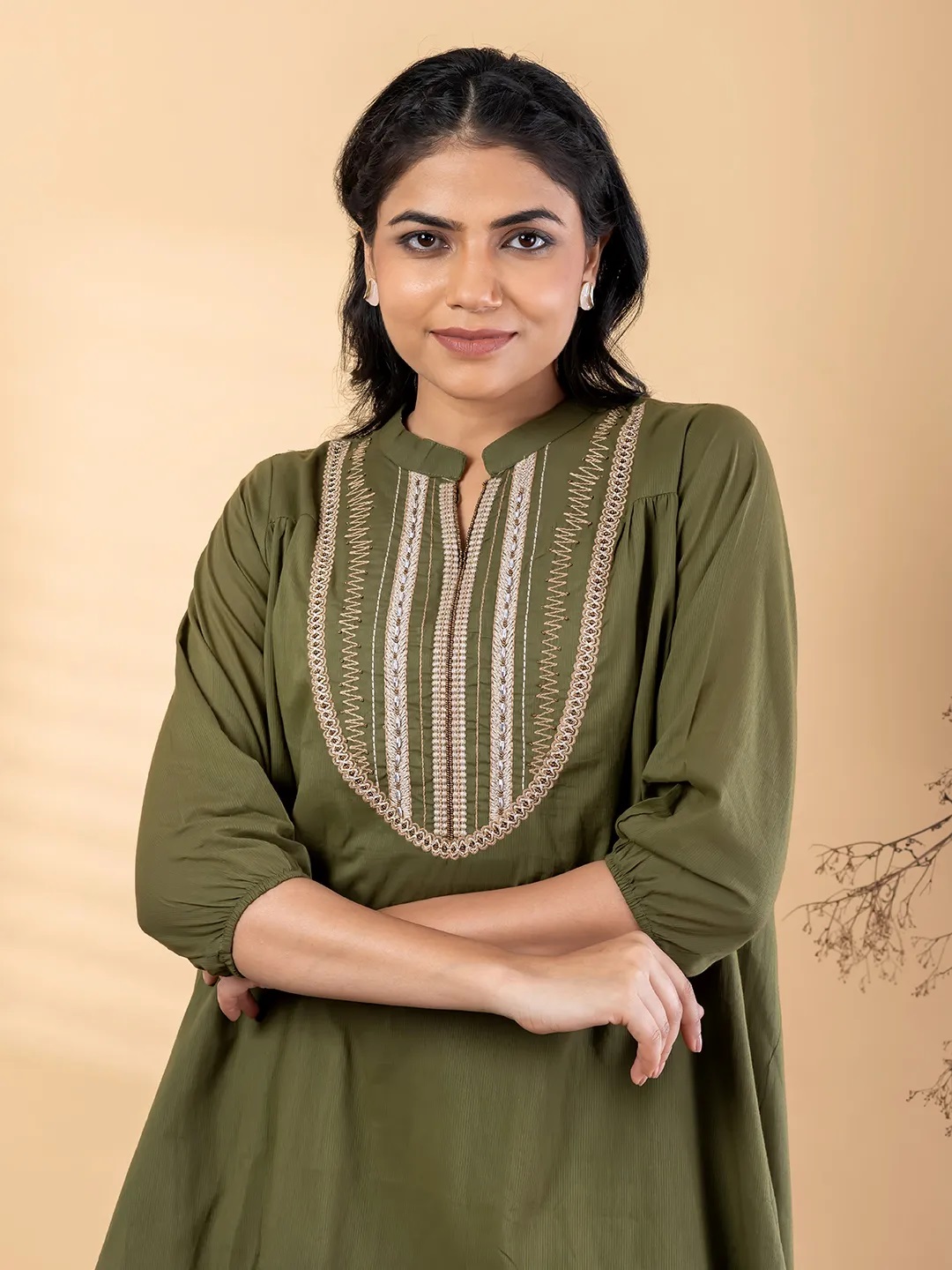 ES130_Cotton Curved Style Green Co-ord set