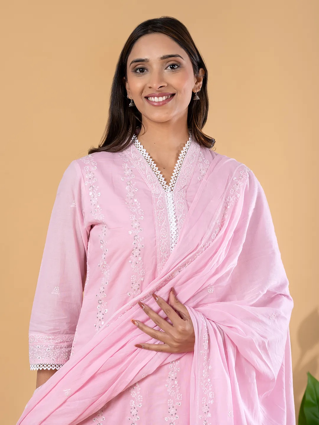 ES150_Baby Pink Cotton Kurta Set