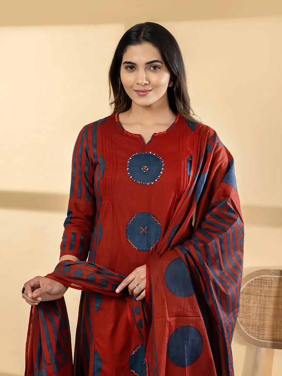 ES145_A-line cotton kurta set
