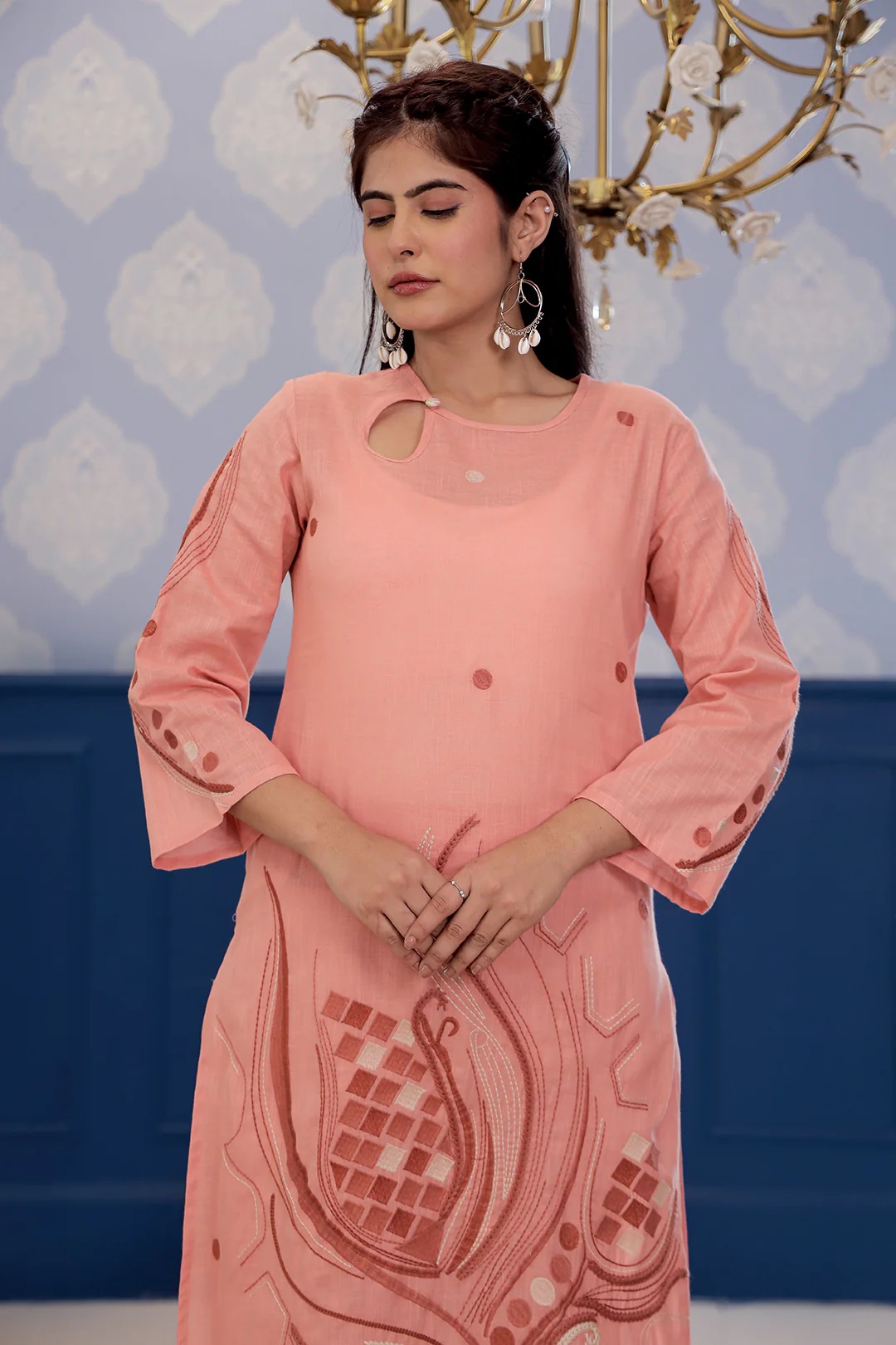 ES118_slub cotton kurta and trousers set