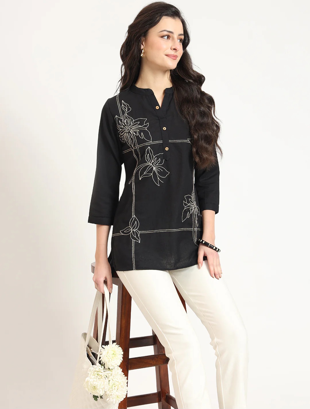 DR705_Cotton kurti with embroidery up to 6XL