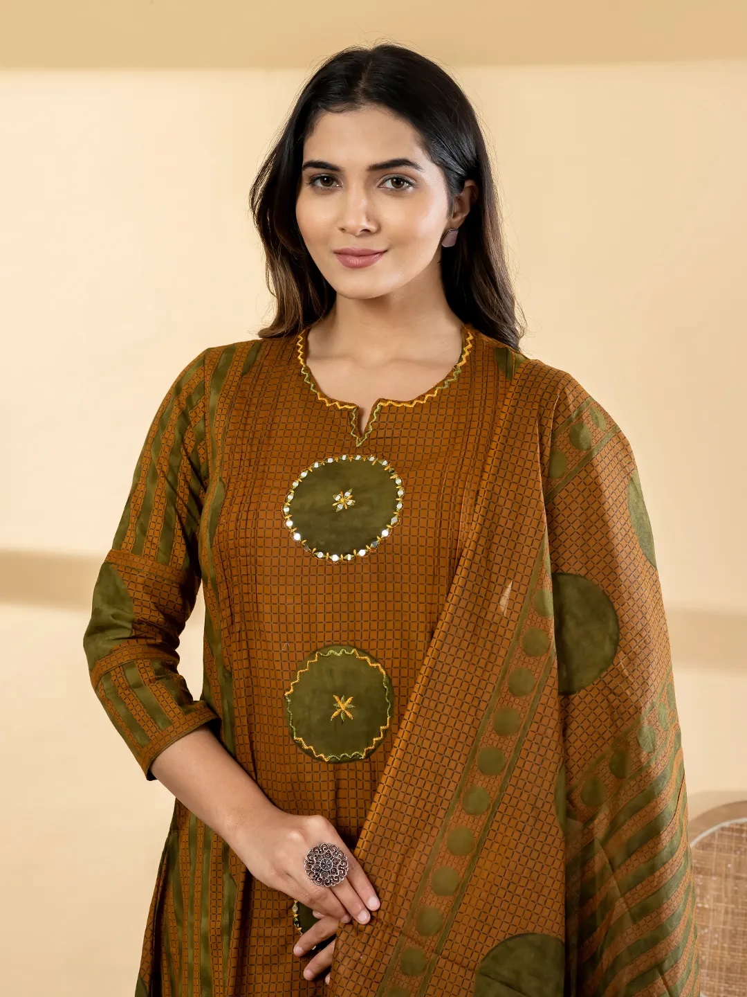 ES220_earth tone cotton kurta set