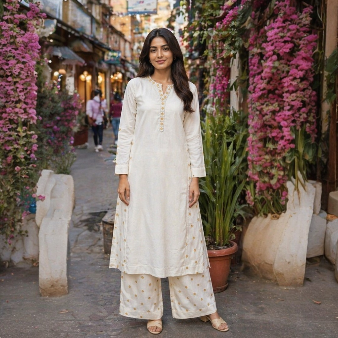 ES09_Cotton Sateen Kurta with Trousers Set